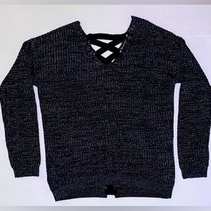 “So” Heritage Brand Black Tweed Sweater.